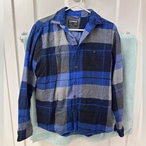 Express Men's Casual Blue and Black Flannel